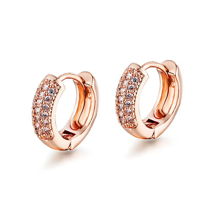 1 Pair Simple Style Classic Style Solid Color Inlay Copper Zircon K Gold Plated Rhodium Plated Ear Studs