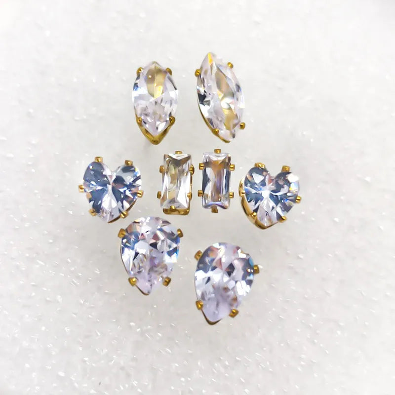 1 Pair Simple Style Classic Style Solid Color Inlay Copper Zircon Ear Studs