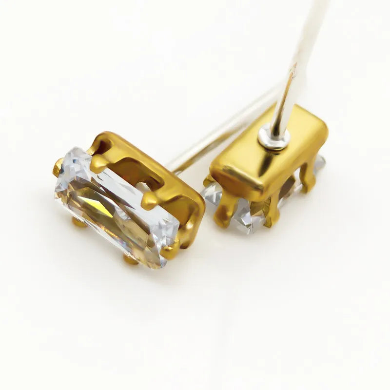 1 Pair Simple Style Classic Style Solid Color Inlay Copper Zircon Ear Studs