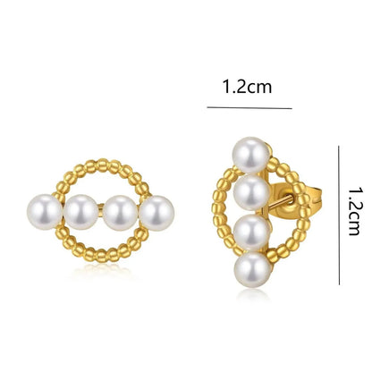 1 Pair Simple Style Classic Style Solid Color Inlay Stainless Steel Pearl Ear Studs