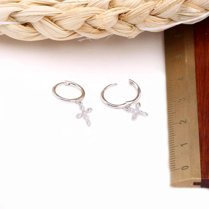 1 Pair Simple Style Classic Style Solid Color Inlay Sterling Silver Gem Drop Earrings