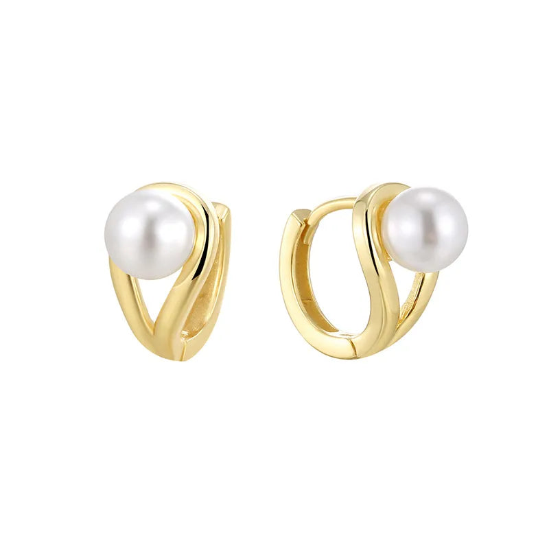 1 Pair Simple Style Classic Style Solid Color Inlay Sterling Silver Pearl Earrings