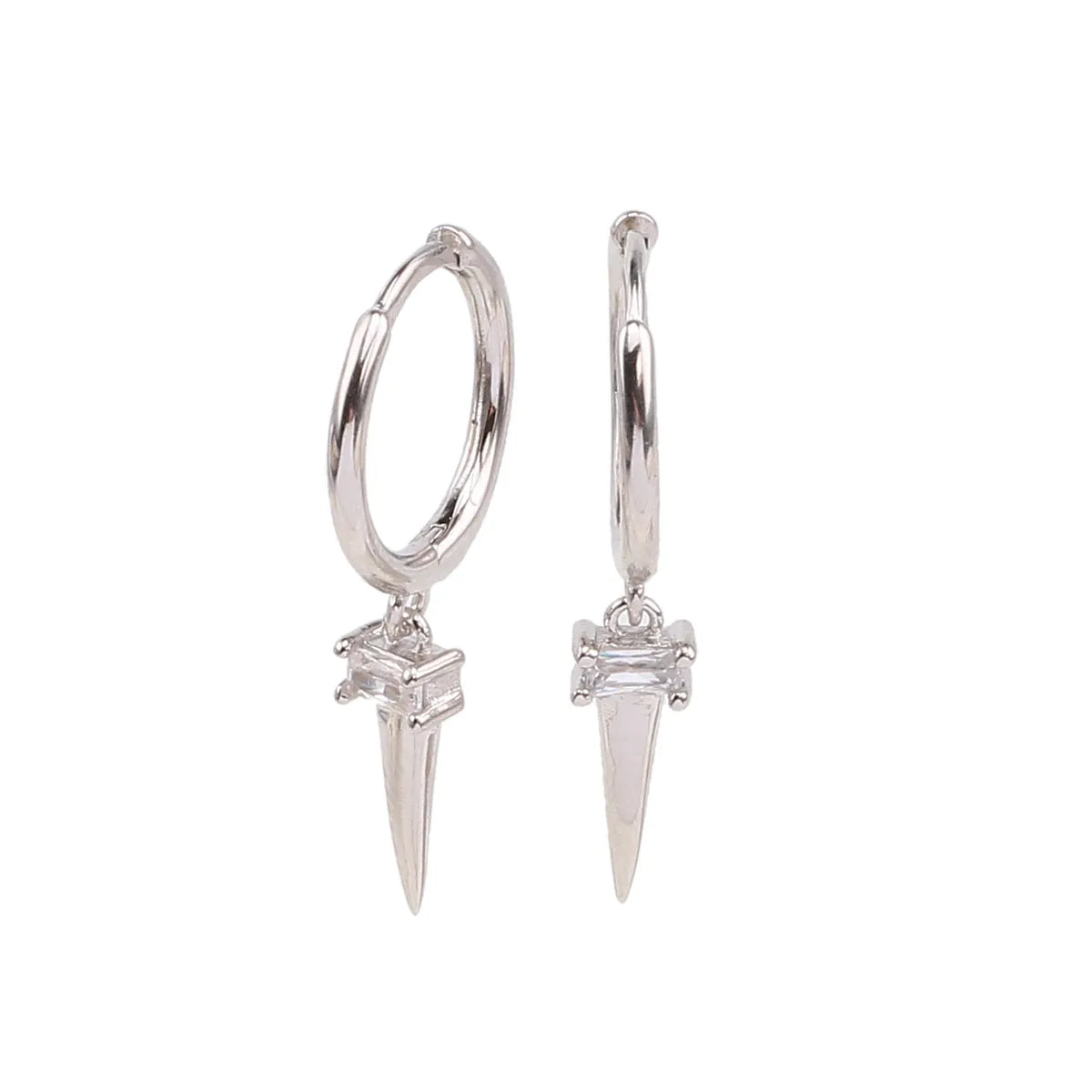 1 Pair Simple Style Classic Style Solid Color Inlay Sterling Silver Zircon Drop Earrings