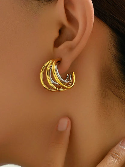 1 Pair Simple Style Classic Style Solid Color Layered Plating Titanium Steel 18k Gold Plated Gold Plated Ear Studs