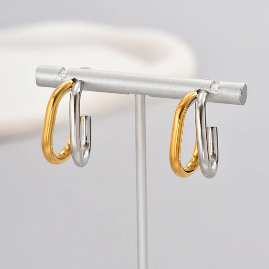 1 Pair Simple Style Classic Style Solid Color Layered Plating 304 Stainless Steel Titanium Steel 18K Gold Plated Ear Studs