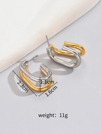 1 Pair Simple Style Classic Style Solid Color Layered Plating 304 Stainless Steel Titanium Steel 18K Gold Plated Ear Studs