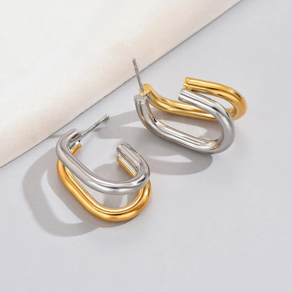 1 Pair Simple Style Classic Style Solid Color Layered Plating 304 Stainless Steel Titanium Steel 18K Gold Plated Ear Studs