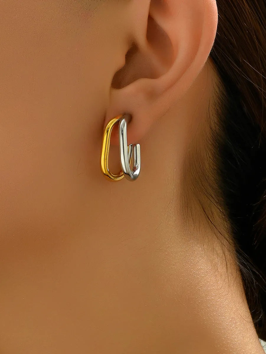 1 Pair Simple Style Classic Style Solid Color Layered Plating 304 Stainless Steel Titanium Steel 18K Gold Plated Ear Studs