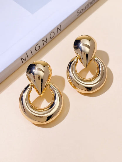 1 Pair Simple Style Classic Style Solid Color Metal Drop Earrings