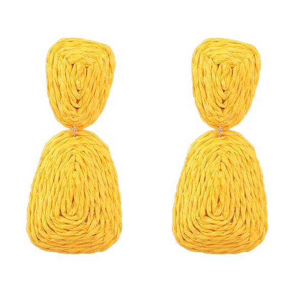 1 Pair Simple Style Classic Style Solid Color Patchwork Alloy Raffia Drop Earrings
