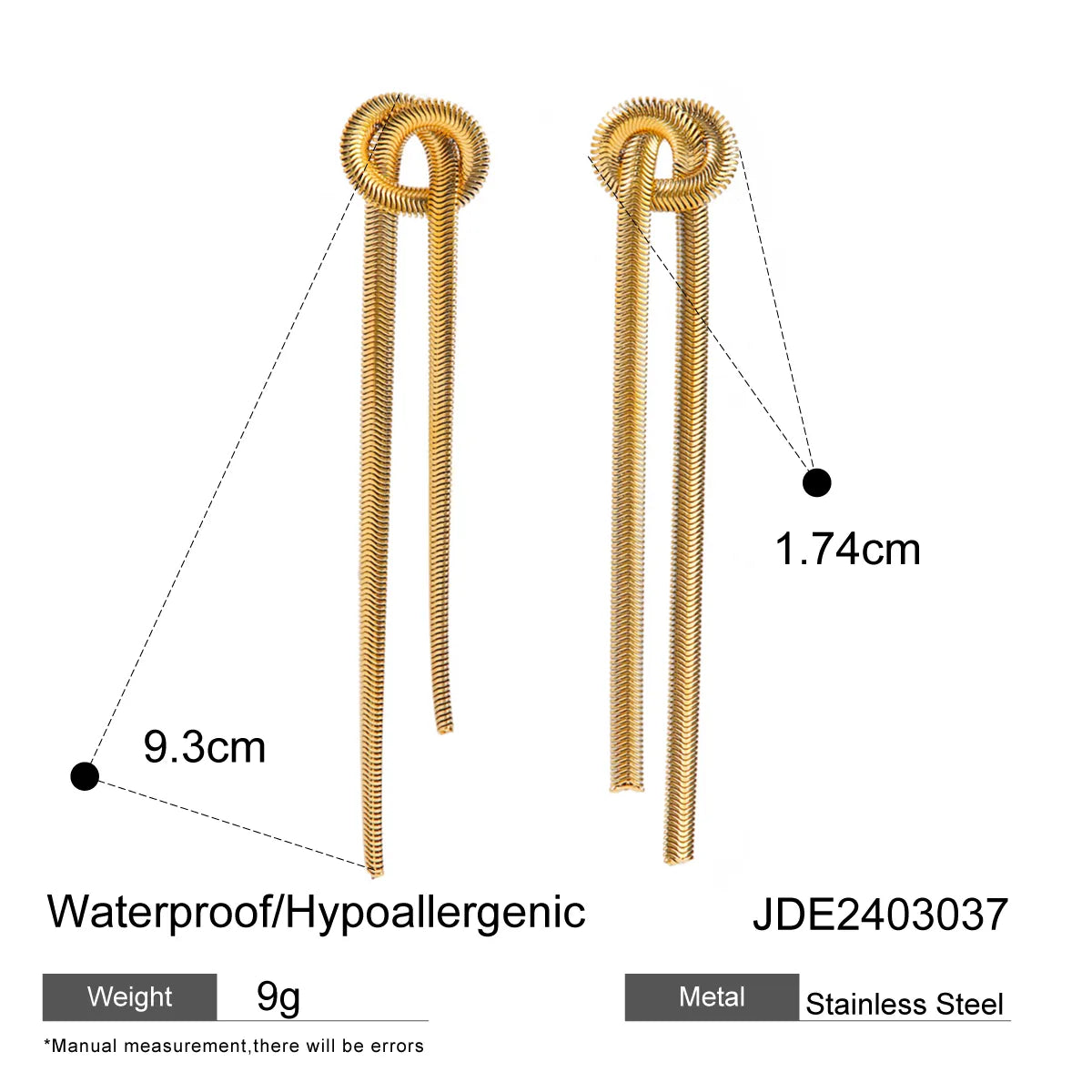 1 Pair Simple Style Classic Style Solid Color Plating 304 Stainless Steel 16K Gold Plated Drop Earrings