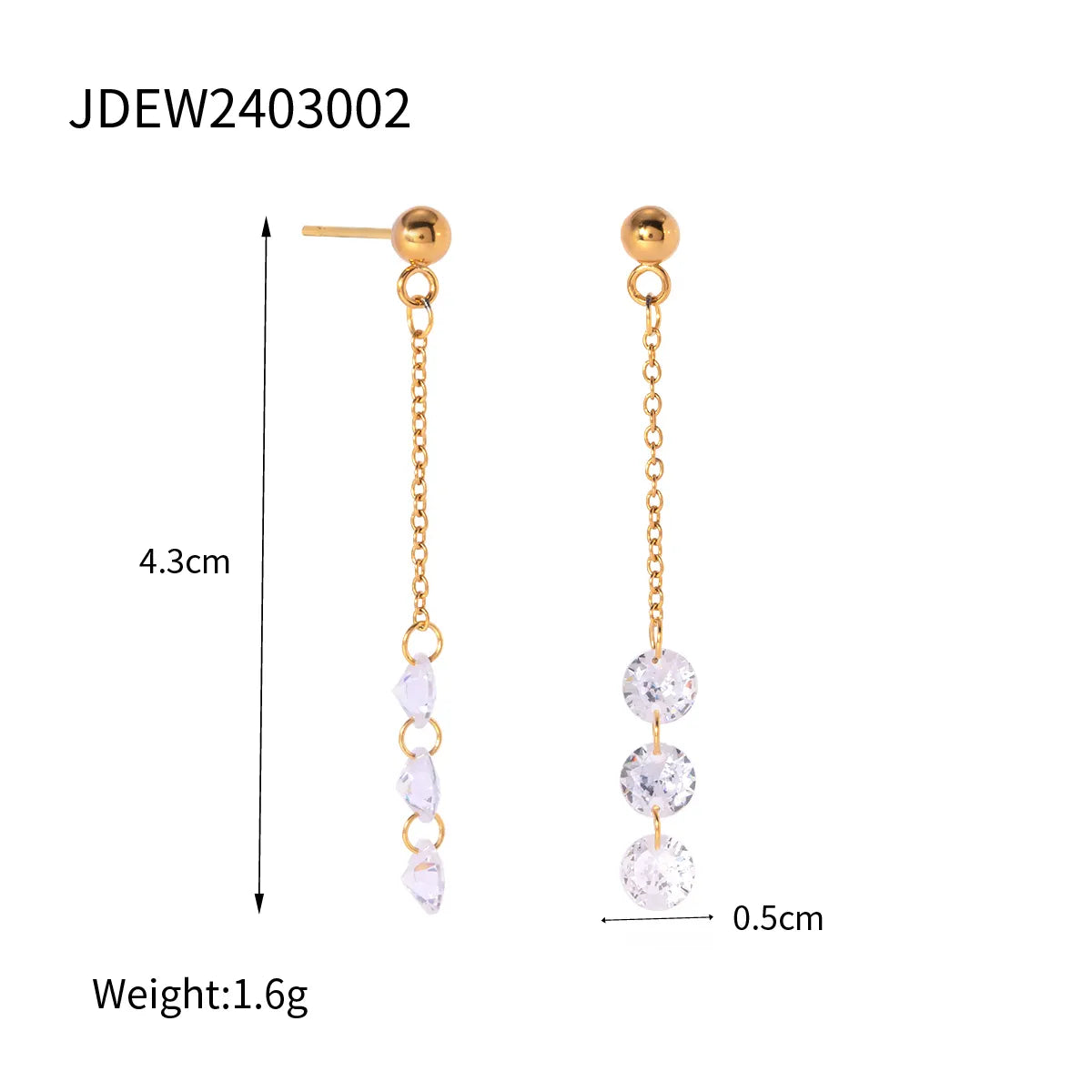 1 Pair Simple Style Classic Style Solid Color Plating 304 Stainless Steel 18K Gold Plated Drop Earrings