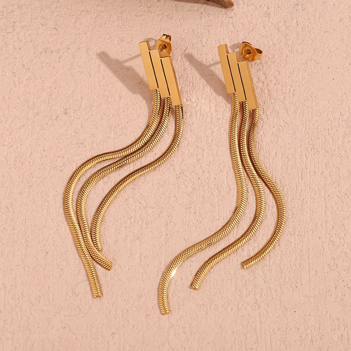 1 Pair Simple Style Classic Style Solid Color Plating 304 Stainless Steel 18K Gold Plated Drop Earrings