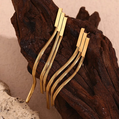 1 Pair Simple Style Classic Style Solid Color Plating 304 Stainless Steel 18K Gold Plated Drop Earrings