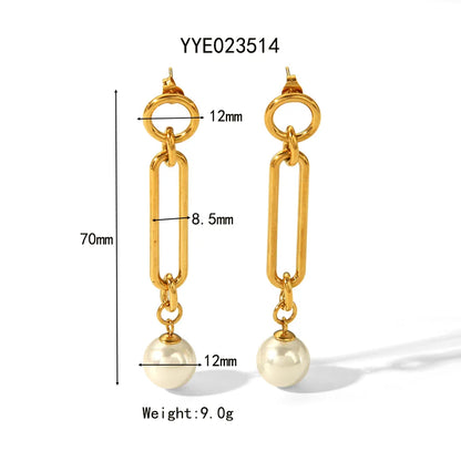 1 Pair Simple Style Classic Style Solid Color Plating 304 Stainless Steel 18K Gold Plated Drop Earrings