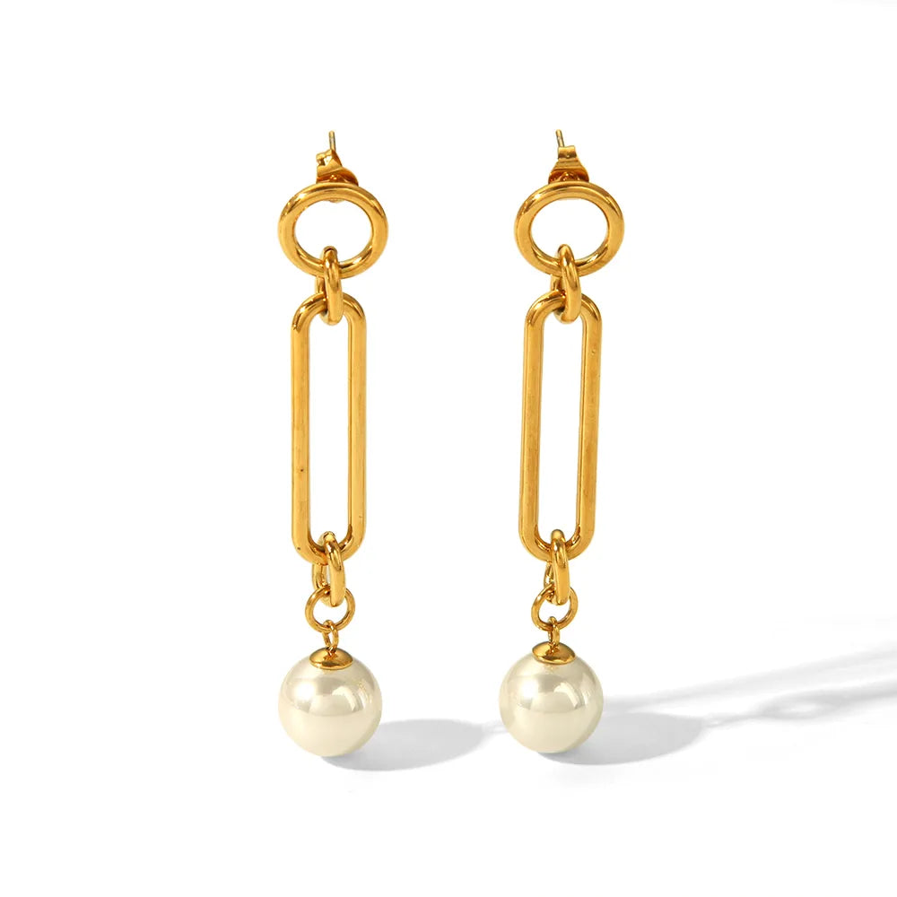 1 Pair Simple Style Classic Style Solid Color Plating 304 Stainless Steel 18K Gold Plated Drop Earrings