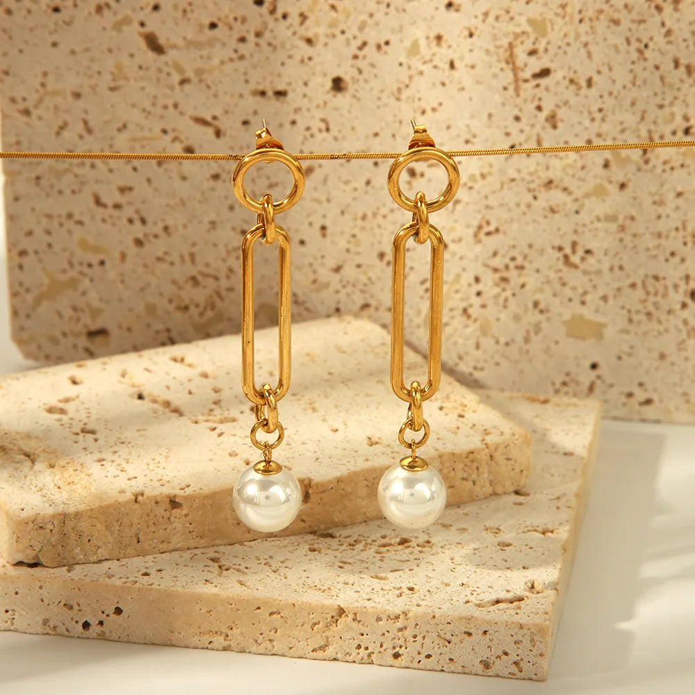 1 Pair Simple Style Classic Style Solid Color Plating 304 Stainless Steel 18K Gold Plated Drop Earrings