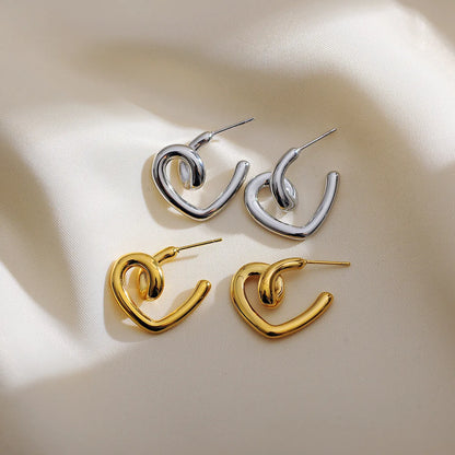 1 Pair Simple Style Classic Style Solid Color Plating 304 Stainless Steel 18K Gold Plated Ear Studs