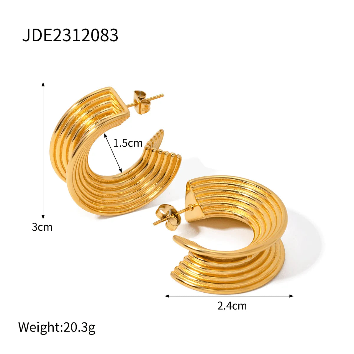 1 Pair Simple Style Classic Style Solid Color Plating 304 Stainless Steel 18K Gold Plated Ear Studs