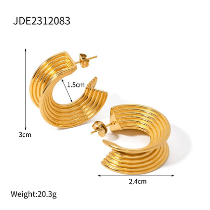 1 Pair Simple Style Classic Style Solid Color Plating 304 Stainless Steel 18K Gold Plated Ear Studs