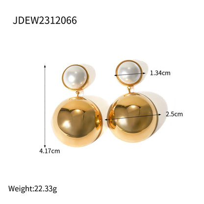 1 Pair Simple Style Classic Style Solid Color Plating 304 Stainless Steel 18K Gold Plated Ear Studs