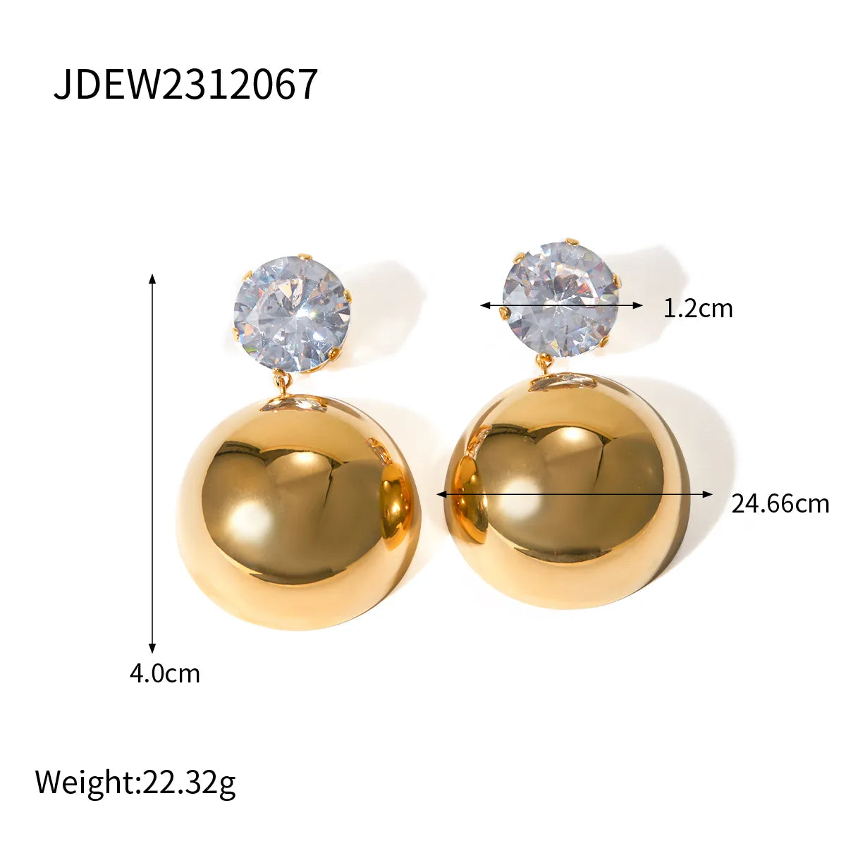 1 Pair Simple Style Classic Style Solid Color Plating 304 Stainless Steel 18K Gold Plated Ear Studs