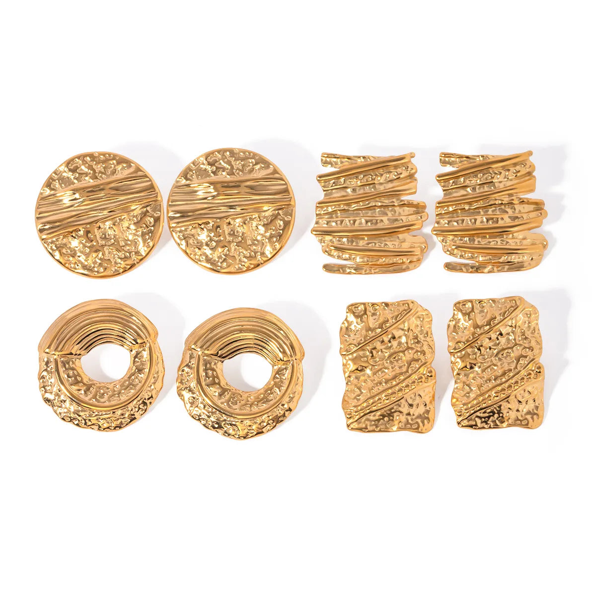 1 Pair Simple Style Classic Style Solid Color Plating 304 Stainless Steel 18K Gold Plated Ear Studs