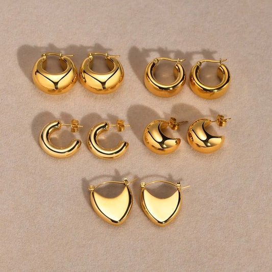 1 Pair Simple Style Classic Style Solid Color Plating 304 Stainless Steel 18K Gold Plated Ear Studs