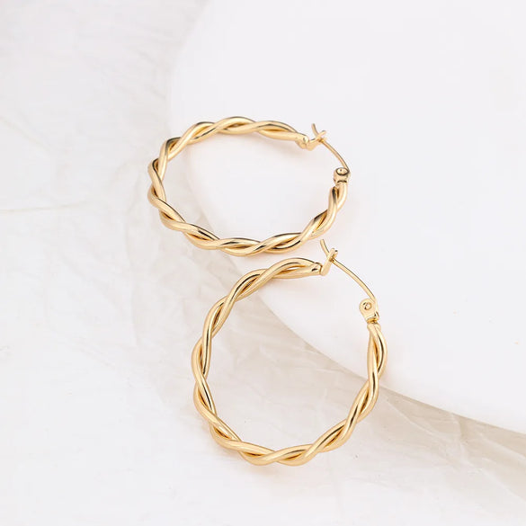 1 Pair Simple Style Classic Style Solid Color Plating 304 Stainless Steel 18K Gold Plated Earrings