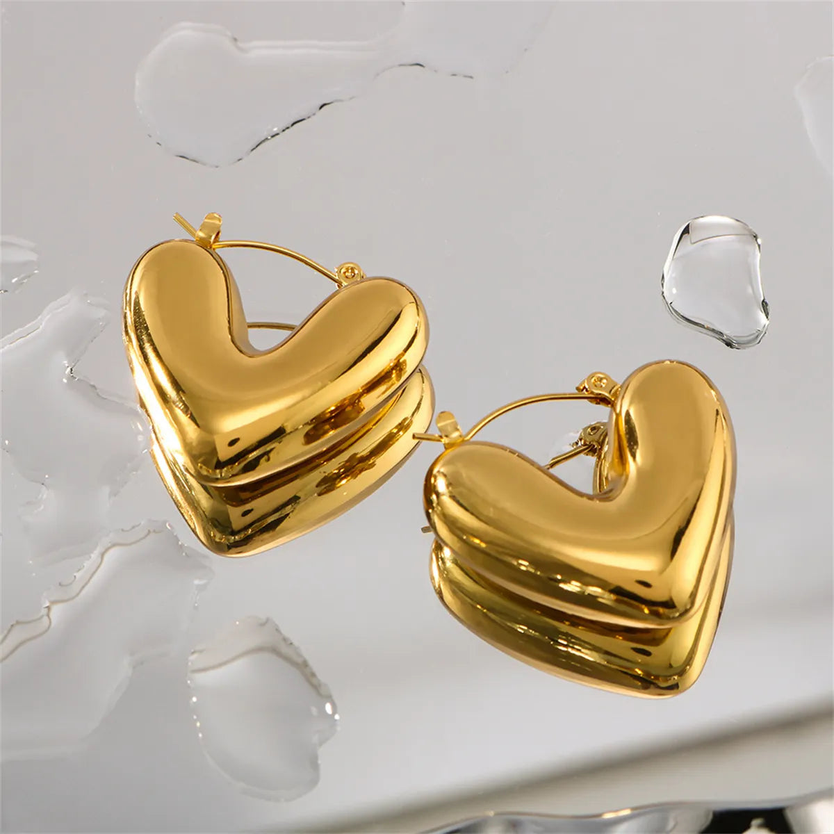 1 Pair Simple Style Classic Style Solid Color Plating 304 Stainless Steel 18K Gold Plated Earrings