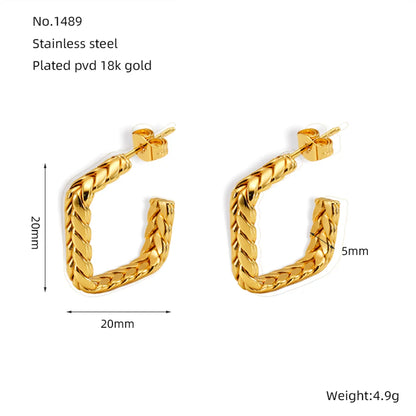 1 Pair Simple Style Classic Style Solid Color Plating 304 Stainless Steel 18K Gold Plated Earrings