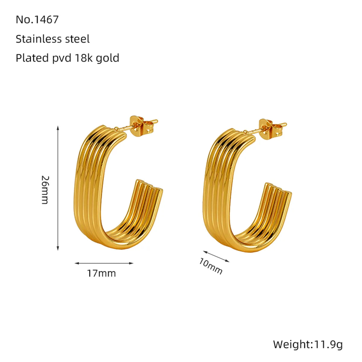 1 Pair Simple Style Classic Style Solid Color Plating 304 Stainless Steel 18K Gold Plated Earrings