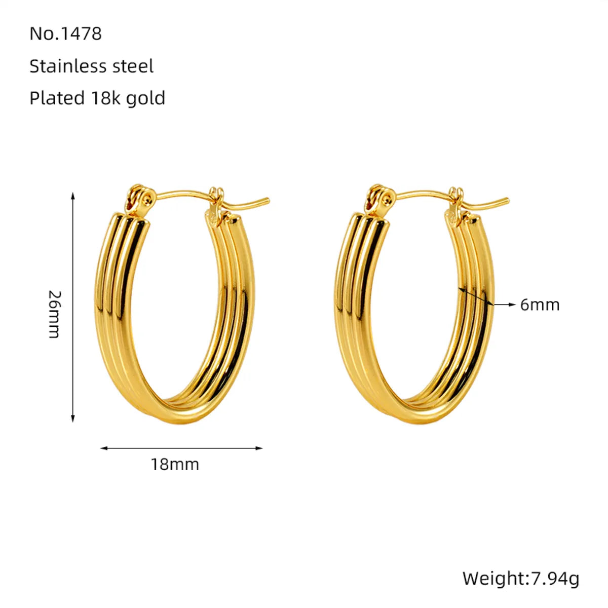 1 Pair Simple Style Classic Style Solid Color Plating 304 Stainless Steel 18K Gold Plated Earrings