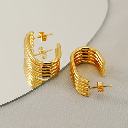 1 Pair Simple Style Classic Style Solid Color Plating 304 Stainless Steel 18K Gold Plated Earrings