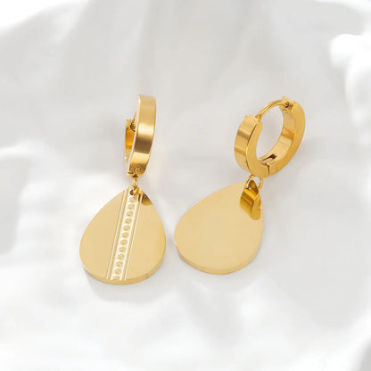 1 Pair Simple Style Classic Style Solid Color Plating 304 Stainless Steel 18K Gold Plated