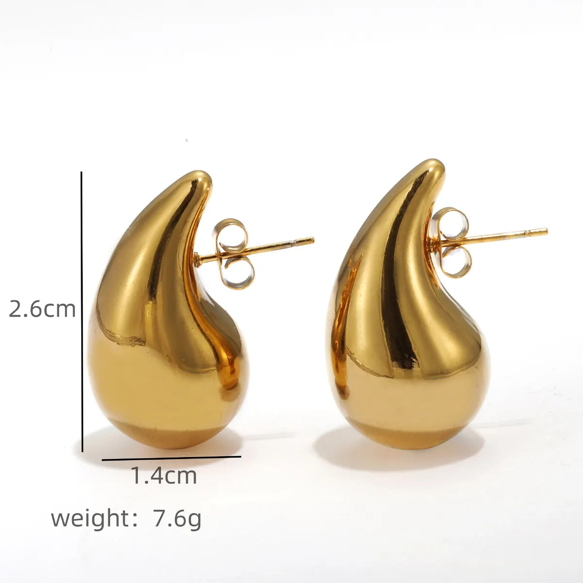 1 Pair Simple Style Classic Style Solid Color Plating 304 Stainless Steel Ear Studs