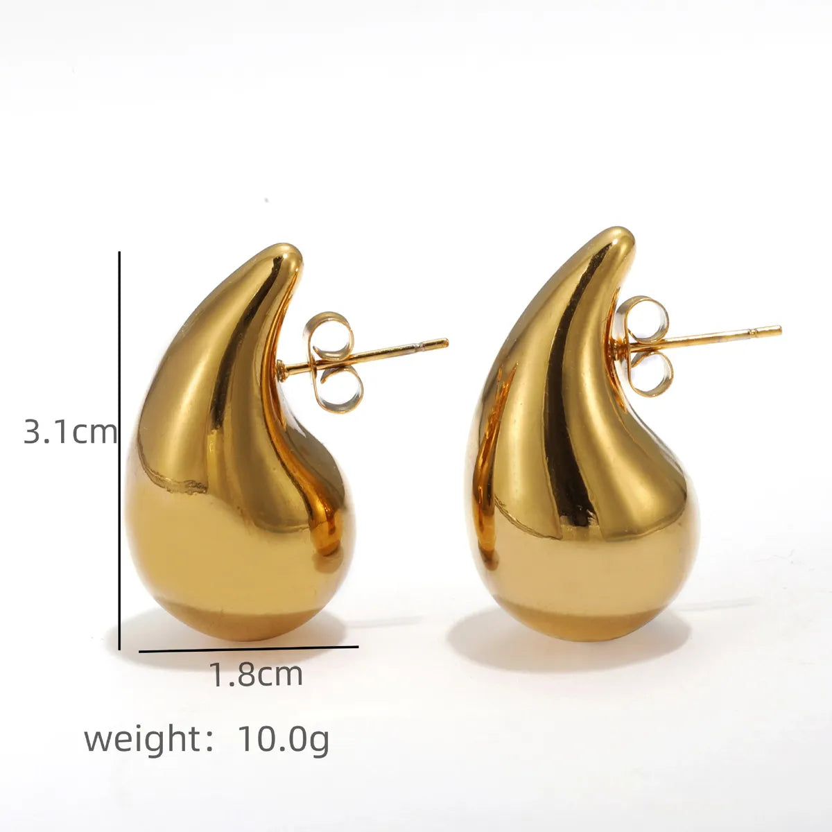 1 Pair Simple Style Classic Style Solid Color Plating 304 Stainless Steel Ear Studs