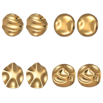 1 Pair Simple Style Classic Style Solid Color Plating 304 Stainless Steel Ear Studs