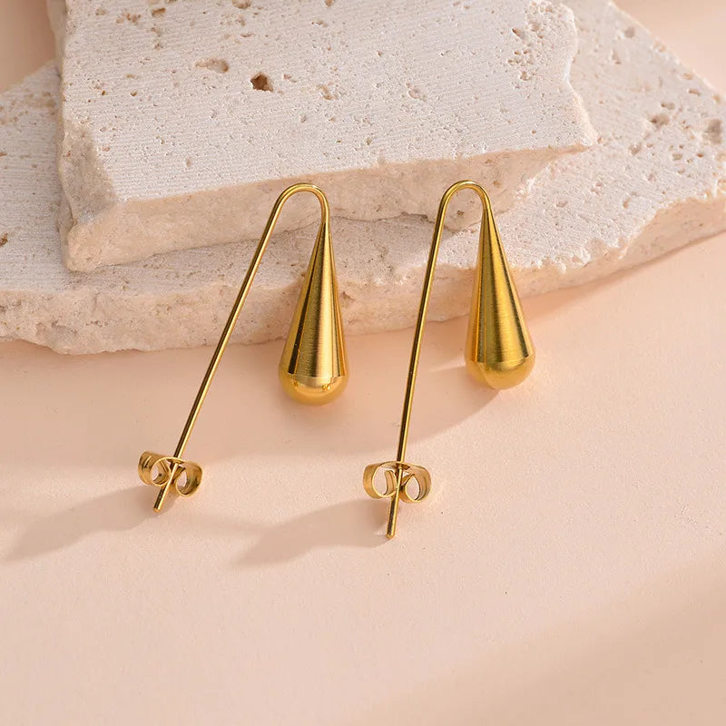 1 Pair Simple Style Classic Style Solid Color Plating 304 Stainless Steel Gold Plated Ear Studs