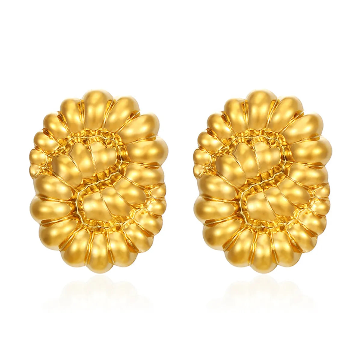 1 Pair Simple Style Classic Style Solid Color Plating 304 Stainless Steel Gold Plated Ear Studs