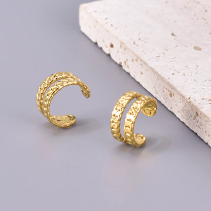 1 Pair Simple Style Classic Style Solid Color Plating 304 Stainless Steel Titanium Steel 18K Gold Plated Ear Cuffs