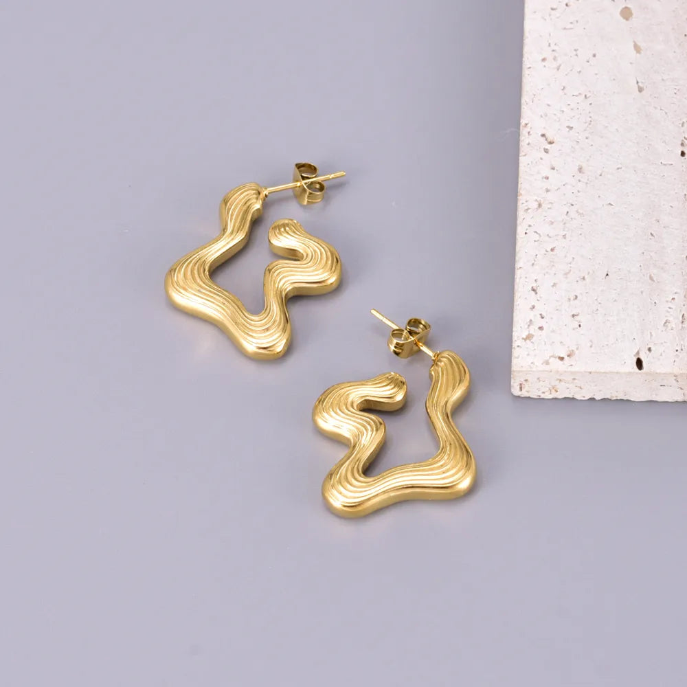 1 Pair Simple Style Classic Style Solid Color Plating 304 Stainless Steel Titanium Steel 18K Gold Plated Ear Studs