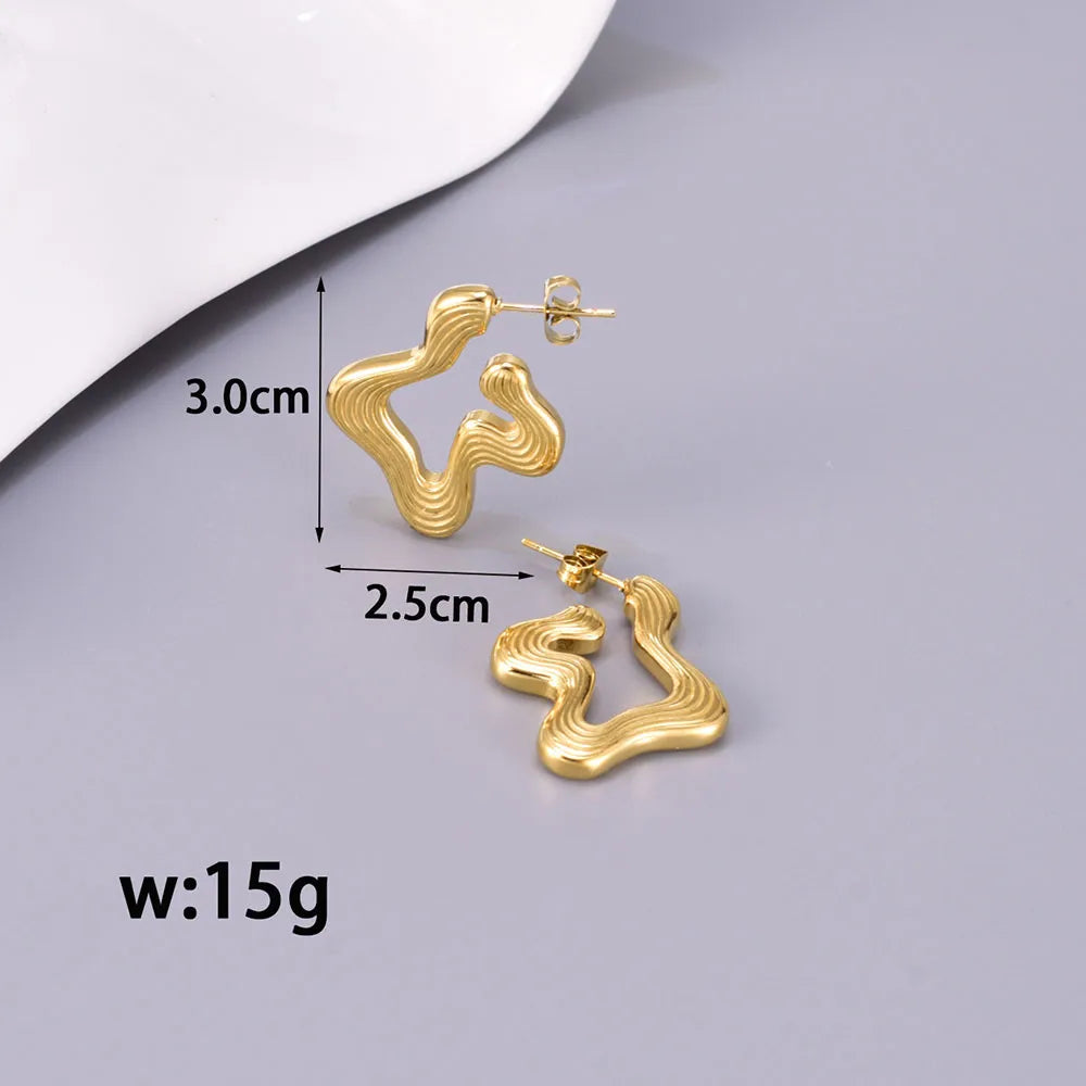 1 Pair Simple Style Classic Style Solid Color Plating 304 Stainless Steel Titanium Steel 18K Gold Plated Ear Studs