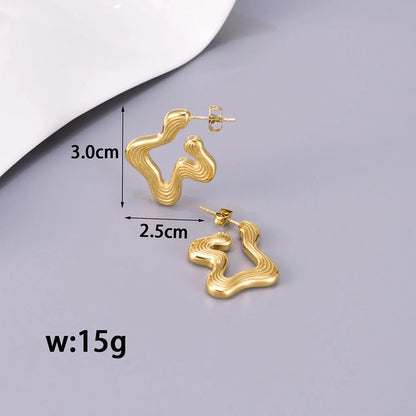 1 Pair Simple Style Classic Style Solid Color Plating 304 Stainless Steel Titanium Steel 18K Gold Plated Ear Studs