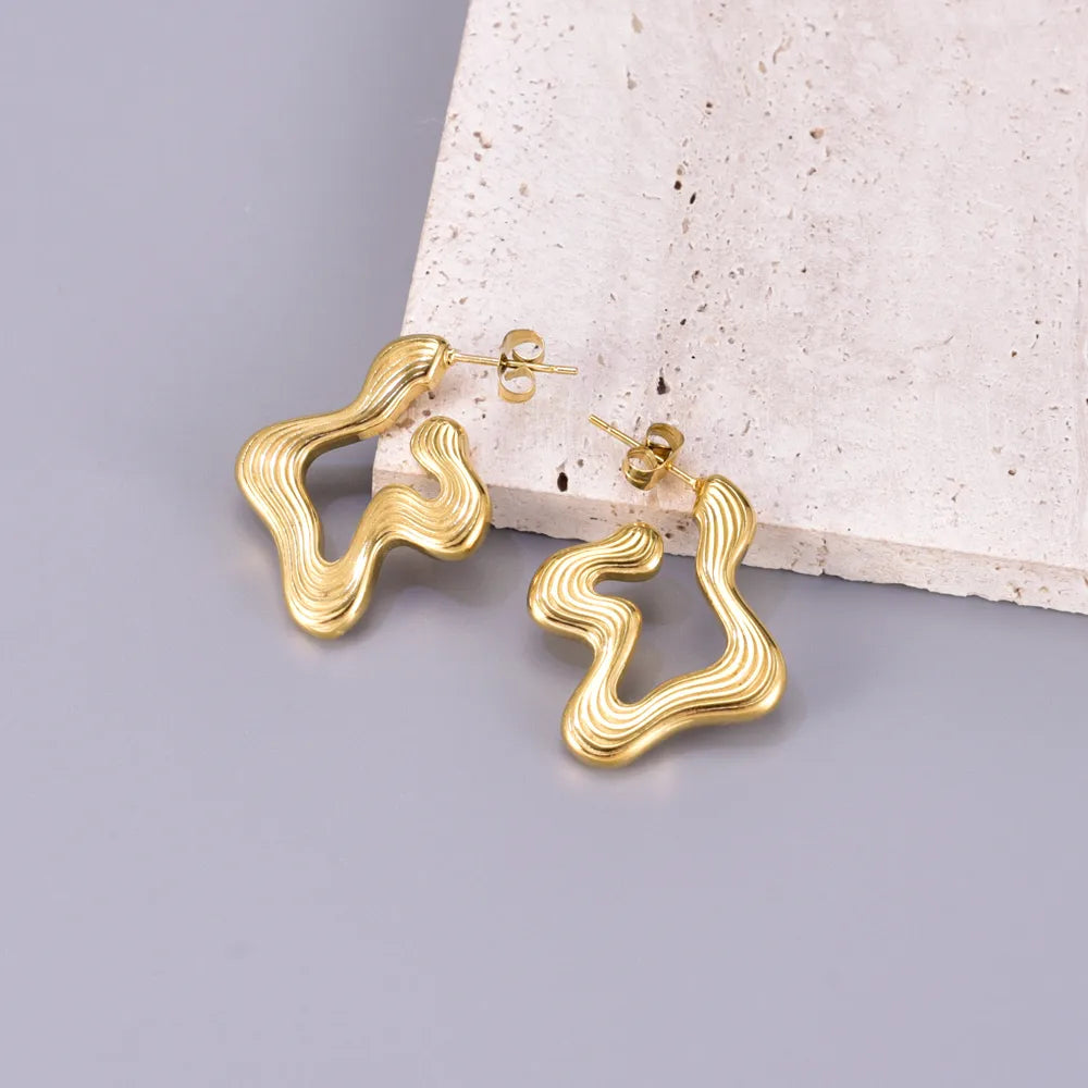 1 Pair Simple Style Classic Style Solid Color Plating 304 Stainless Steel Titanium Steel 18K Gold Plated Ear Studs