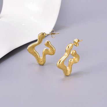 1 Pair Simple Style Classic Style Solid Color Plating 304 Stainless Steel Titanium Steel 18K Gold Plated Ear Studs