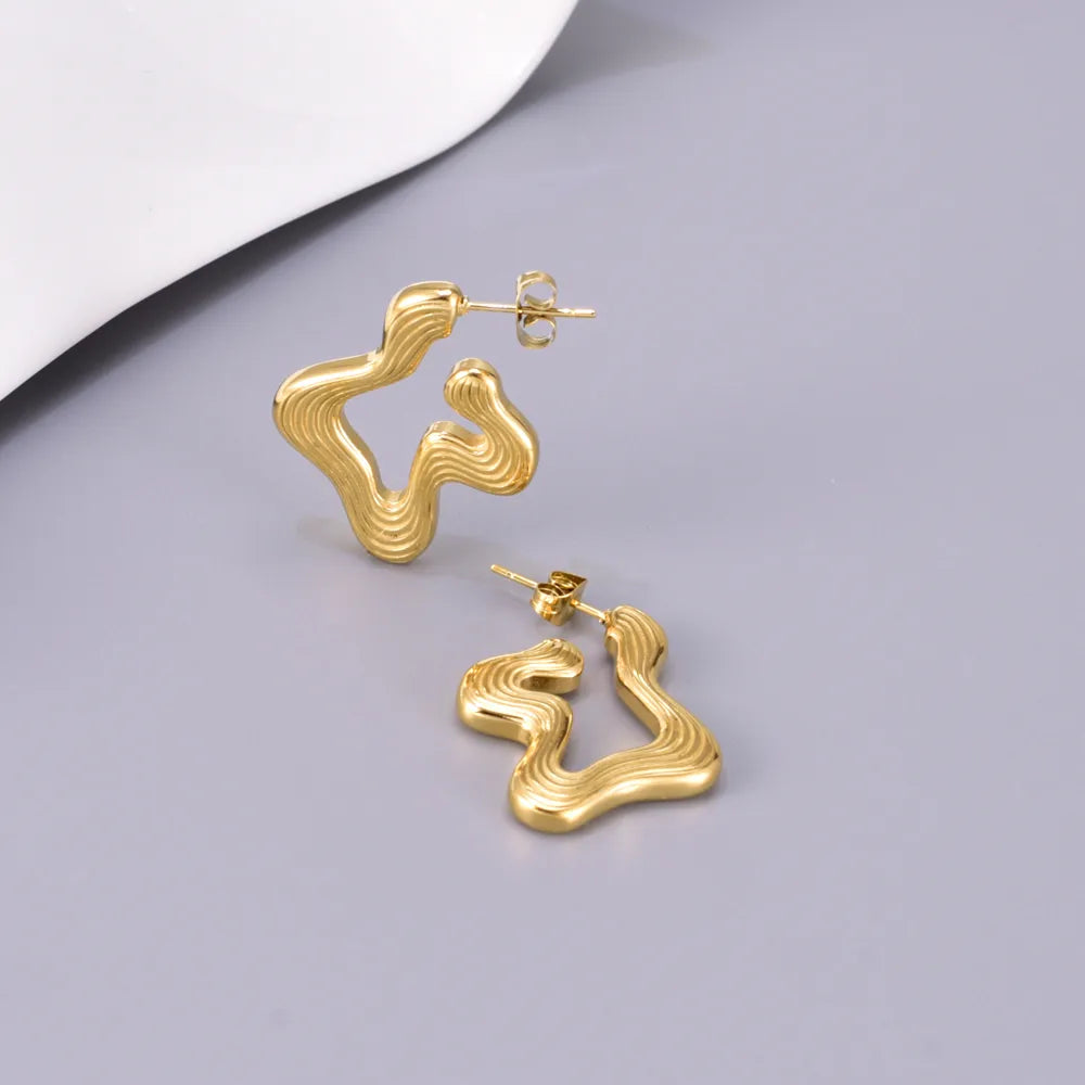 1 Pair Simple Style Classic Style Solid Color Plating 304 Stainless Steel Titanium Steel 18K Gold Plated Ear Studs