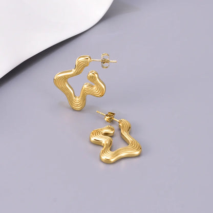 1 Pair Simple Style Classic Style Solid Color Plating 304 Stainless Steel Titanium Steel 18K Gold Plated Ear Studs