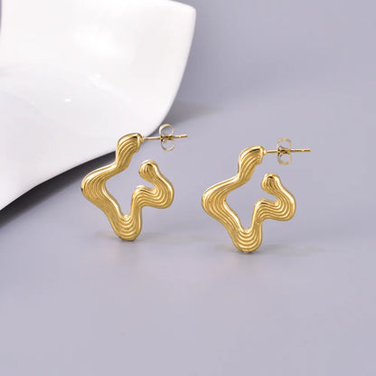 1 Pair Simple Style Classic Style Solid Color Plating 304 Stainless Steel Titanium Steel 18K Gold Plated Ear Studs