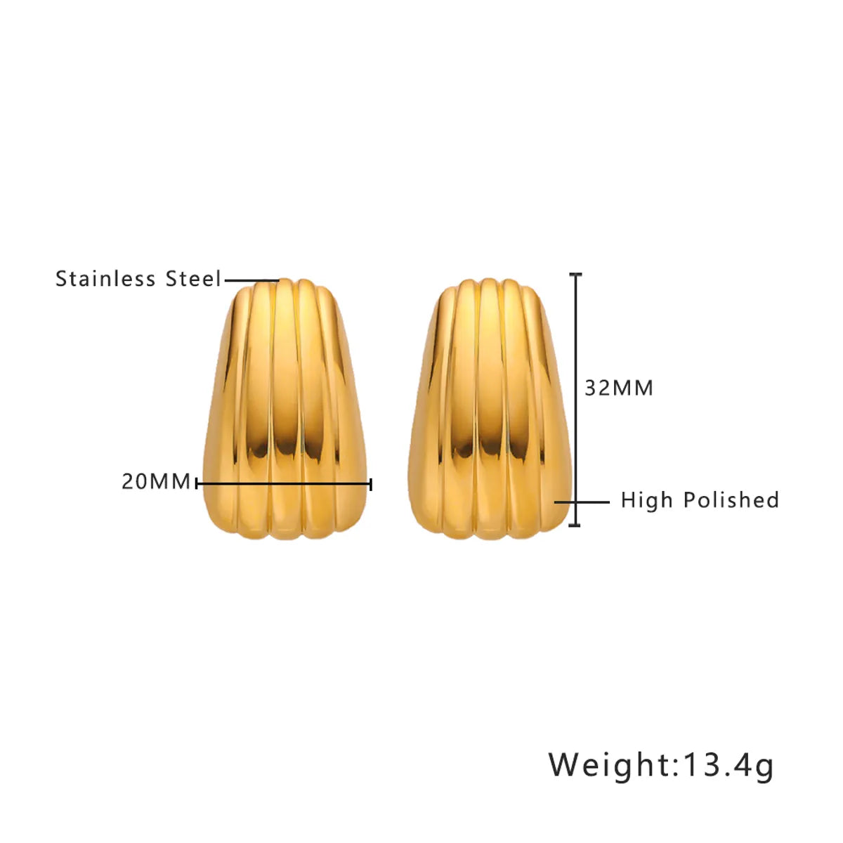 1 Pair Simple Style Classic Style Solid Color Plating 304 Stainless Steel Titanium Steel 18K Gold Plated Ear Studs